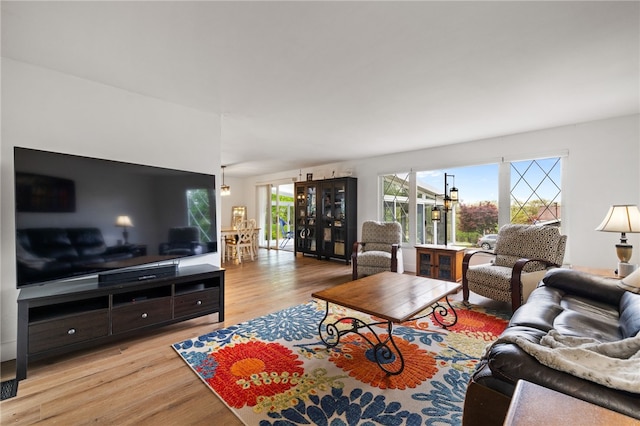 living area featuring light wood-style floors