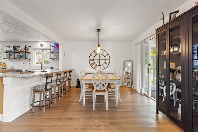 dining room with light wood finished floors