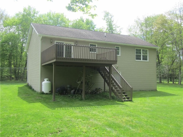 104MAPLEWOODAVE Maplewood Ave, Carmichaels/Cumblnd, PA 15320 - rear view of property with a wooden deck, a yard, and stairs