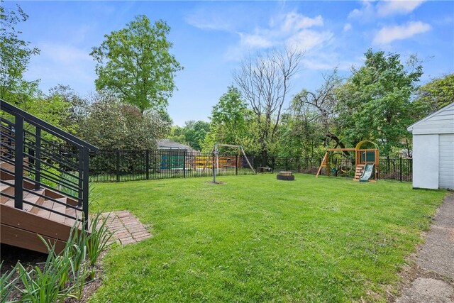 view of yard featuring a playground