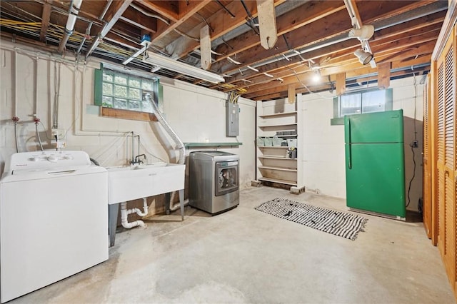 laundry area with electric panel