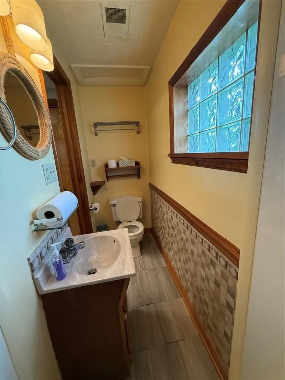 bathroom with toilet and vanity