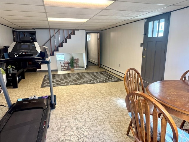112 Dolphin Dr, Twp Of But Se, PA 16002 - workout room featuring baseboard heating and a paneled ceiling