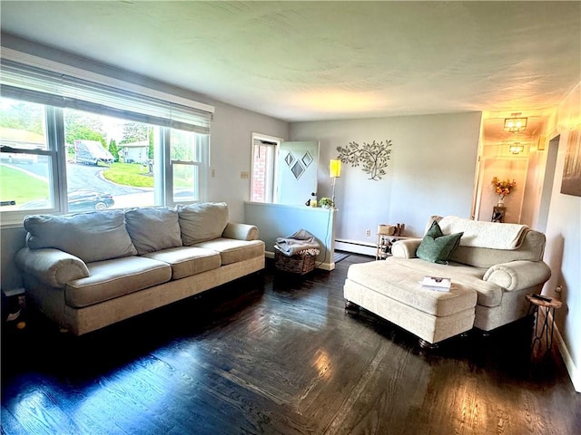 112 Dolphin Dr, Twp Of But Se, PA 16002 - living area featuring a baseboard radiator, wood finished floors, and baseboards
