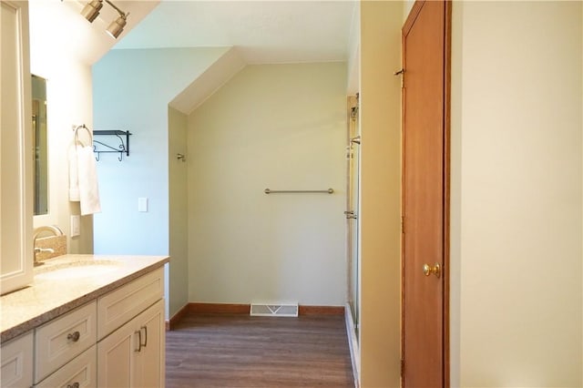 106 Arbor Trl, Slippery Rock Boro, PA 16057 - bathroom with vanity, wood finished floors, and baseboards