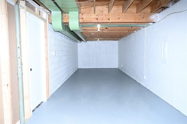 view of unfinished basement