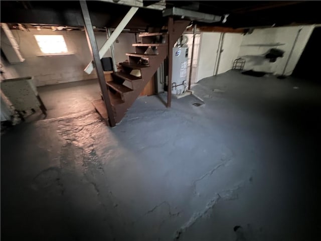 1244 Maple Ave, Monessen, PA 15062 - below grade area featuring gas water heater and stairway