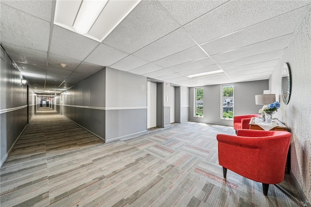 lobby featuring a drop ceiling
