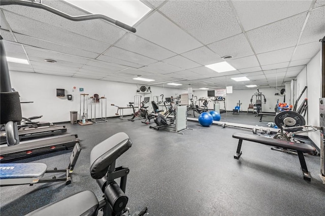 gym with a drop ceiling