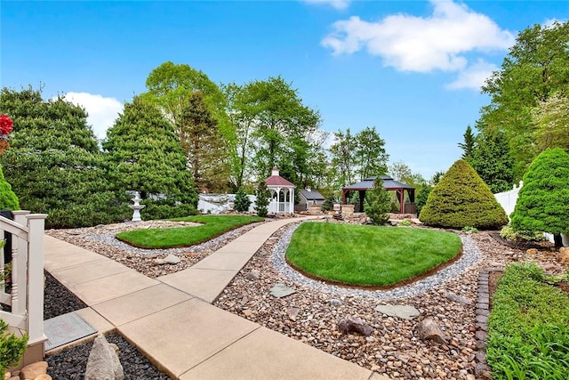 view of yard with a gazebo