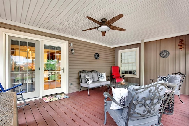 deck featuring a ceiling fan