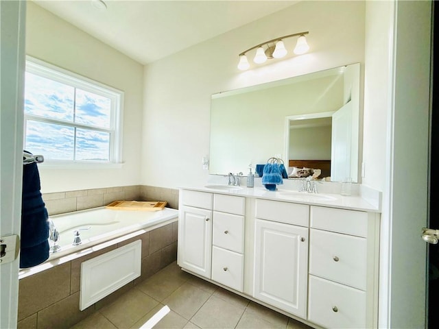 159 Cole Dr, Robinson Twp Nwa, PA 15136 - bathroom featuring tile patterned floors, a garden tub, and double vanity
