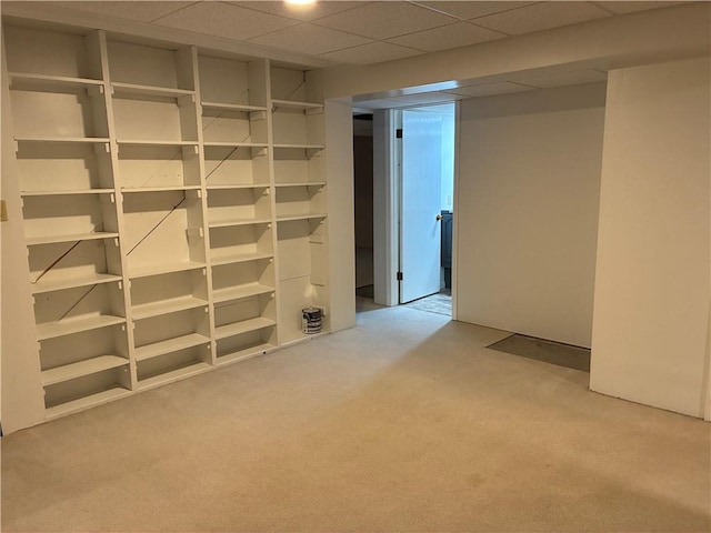 finished basement featuring carpet flooring