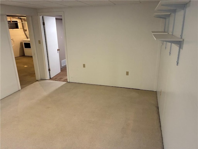 finished basement with carpet floors