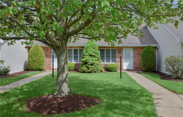 103 Hemlock Ct, Saxonburg Boro, PA 16056 - view of front facade featuring brick siding, a front lawn, and roof with shingles