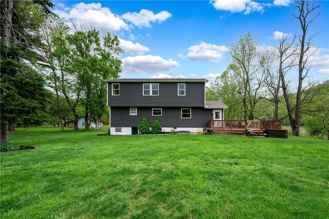 145 Robinson Pl, Perry Twp Arm, PA 16041 - back of house with a wooden deck and a yard