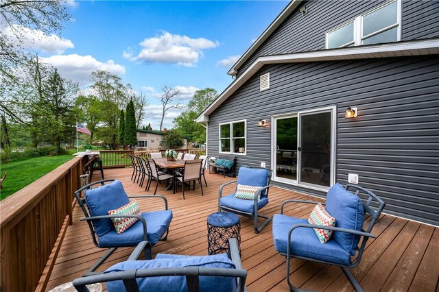 145 Robinson Pl, Perry Twp Arm, PA 16041 - wooden deck with outdoor dining area