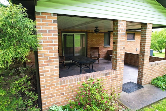 view of patio / terrace with a ceiling fan
