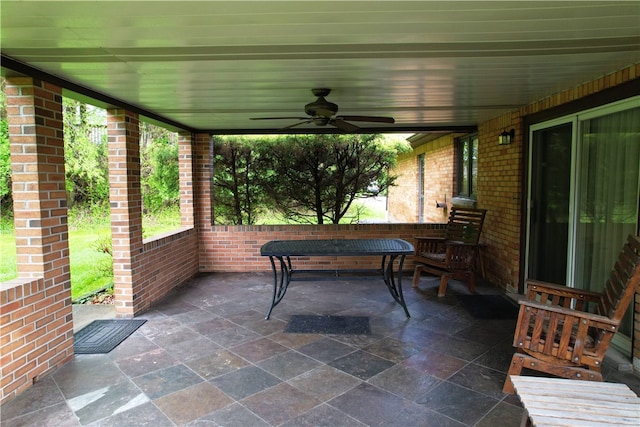 view of patio / terrace with a ceiling fan