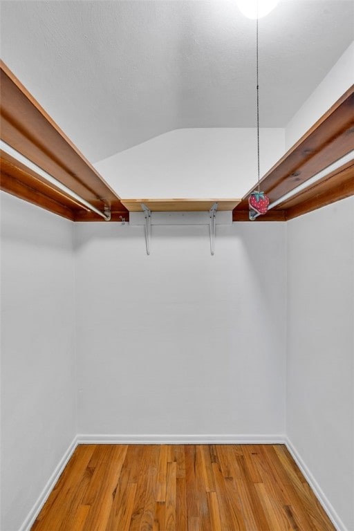 walk in closet with light wood-type flooring