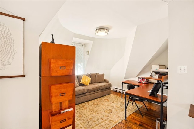 301 Meyers Ave, Meyersdale Boro, PA 15552 - office featuring a baseboard heating unit and wood finished floors