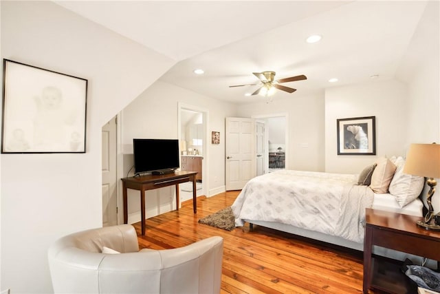 301 Meyers Ave, Meyersdale Boro, PA 15552 - bedroom featuring recessed lighting, light wood-style flooring, and a ceiling fan