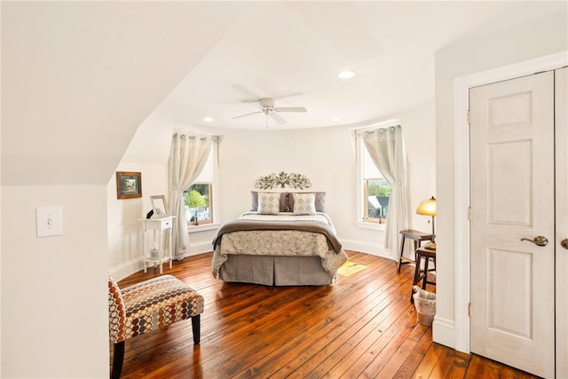 301 Meyers Ave, Meyersdale Boro, PA 15552 - bedroom featuring wood-type flooring, recessed lighting, ceiling fan, and baseboards