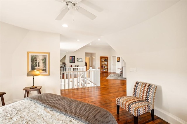 301 Meyers Ave, Meyersdale Boro, PA 15552 - bedroom featuring hardwood / wood-style flooring, baseboards, recessed lighting, and ceiling fan