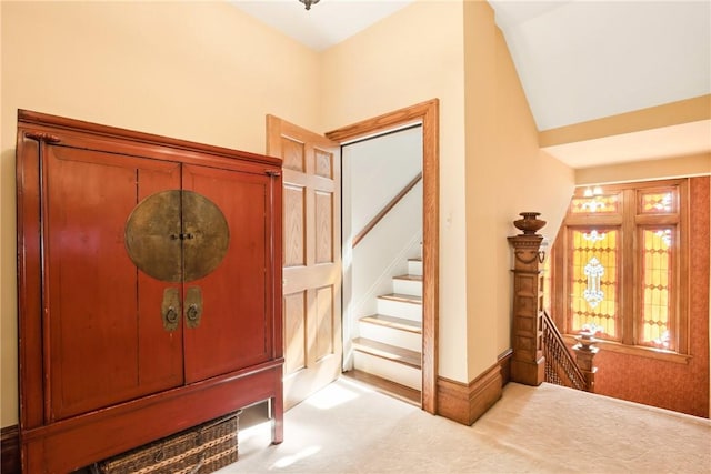 301 Meyers Ave, Meyersdale Boro, PA 15552 - carpeted entryway with baseboards and stairs