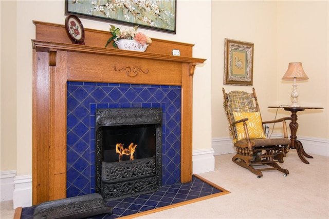 301 Meyers Ave, Meyersdale Boro, PA 15552 - detailed view of a tiled fireplace and carpet floors