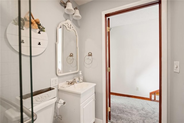 192 Wilkins Hollow Rd, Addison Twp, PA 15411 - bathroom featuring vanity, toilet, and baseboards