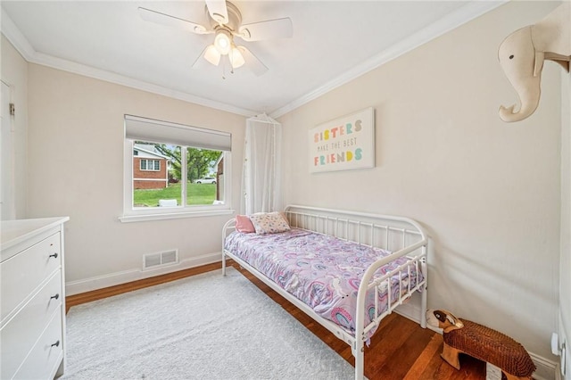 4625 Doverdell Dr, Whitehall, PA 15236 - bedroom featuring wood finished floors, ornamental molding, baseboards, and a ceiling fan