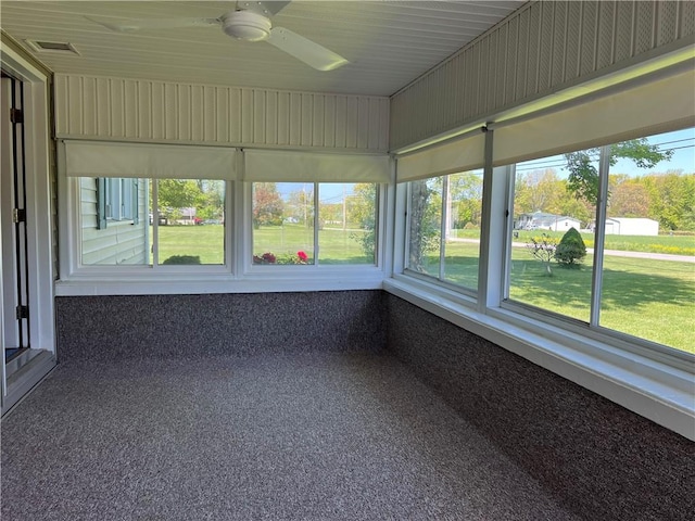 view of unfurnished sunroom