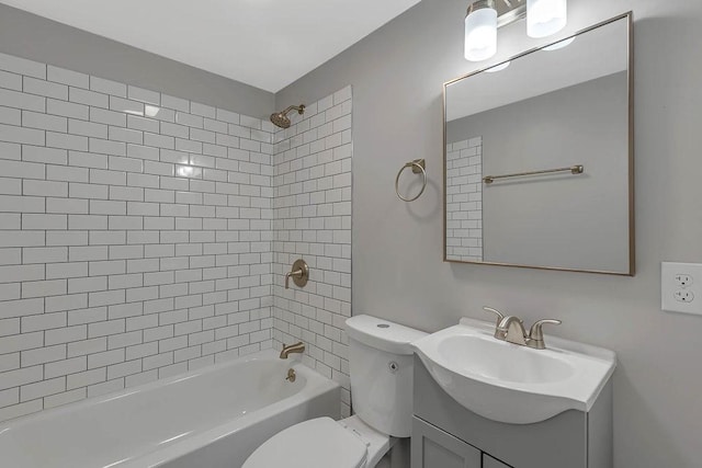 full bathroom with toilet, shower / bath combination, and vanity