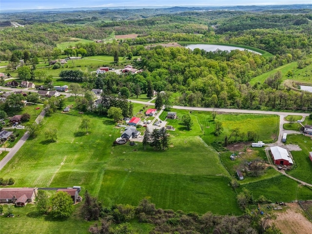 10 Chestnut Ln, Finleyville, PA 15332 - aerial overview of property's location with a heavily wooded area and a nearby body of water