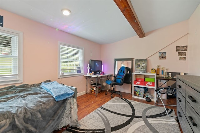 10 Chestnut Ln, Finleyville, PA 15332 - bedroom featuring wood finished floors and beamed ceiling