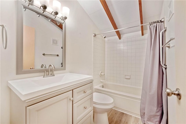 412 Palomino Dr, North Fayette, PA 15071 - bathroom featuring toilet, wood finished floors, shower / bathtub combination with curtain, and vanity