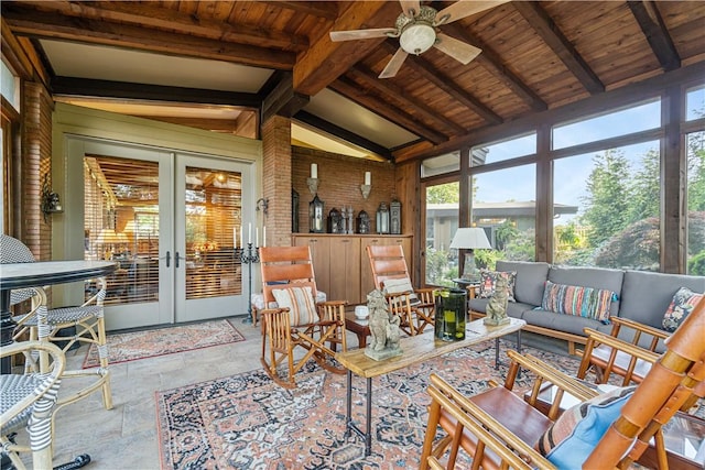 sunroom with french doors and plenty of natural light