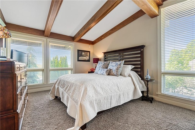 bedroom featuring carpet, multiple windows, and baseboards