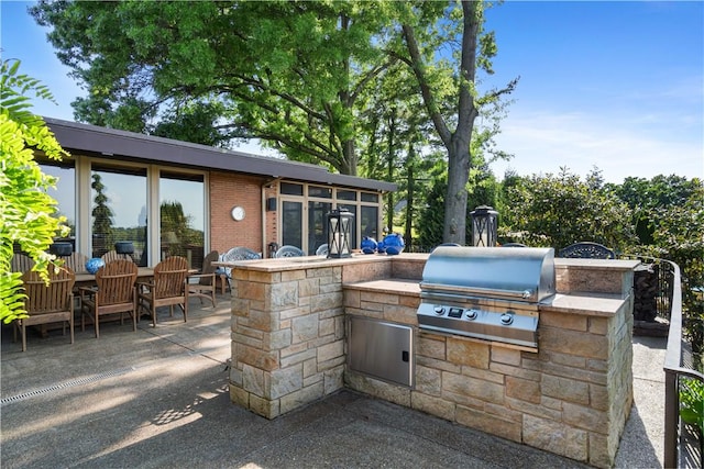view of patio / terrace with area for grilling and an outdoor kitchen