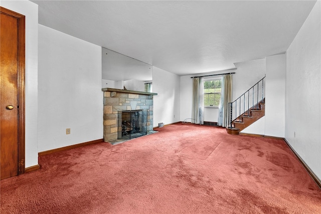 2405 Whited St, Brookline, PA 15226 - unfurnished living room with carpet flooring, a fireplace, and baseboards