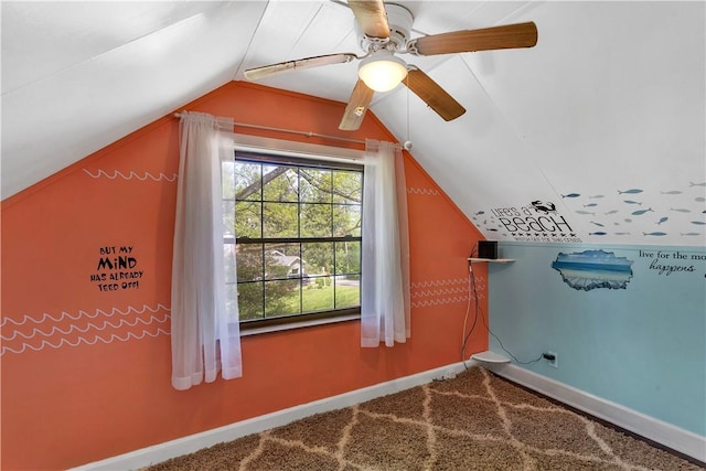 830 Wayne Ave, Ellwood City Law, PA 16117 - additional living space featuring lofted ceiling, a ceiling fan, and baseboards