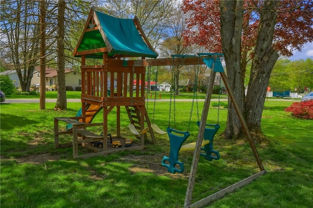 12494 Hickory Dr, Conneaut Lake Cra, PA 16316 - view of jungle gym with a lawn