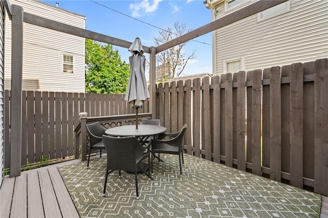 view of patio / terrace with fence and outdoor dining area