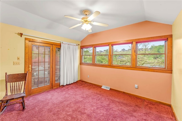128 Evergreen Dr, Peters Twp, PA 15317 - unfurnished room with vaulted ceiling, healthy amount of natural light, carpet flooring, and a ceiling fan