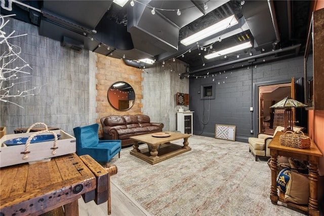 living area with wood finished floors