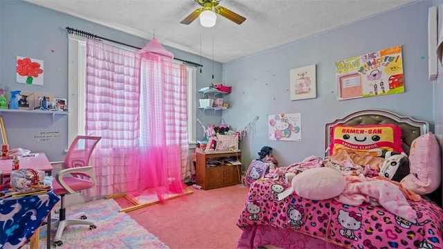554 Forest Ave, Bellevue, PA 15202 - carpeted bedroom featuring ceiling fan and a textured ceiling