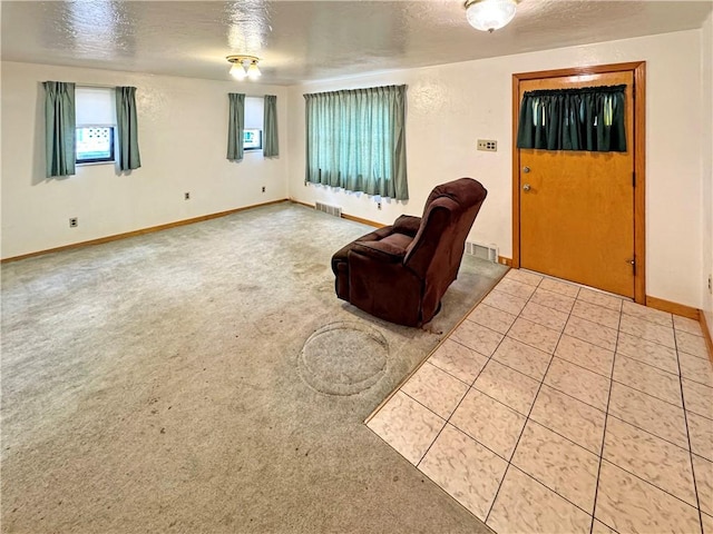 456 Antenor Ave, Overbrook, PA 15210 - living area with baseboards, a textured ceiling, and carpet floors