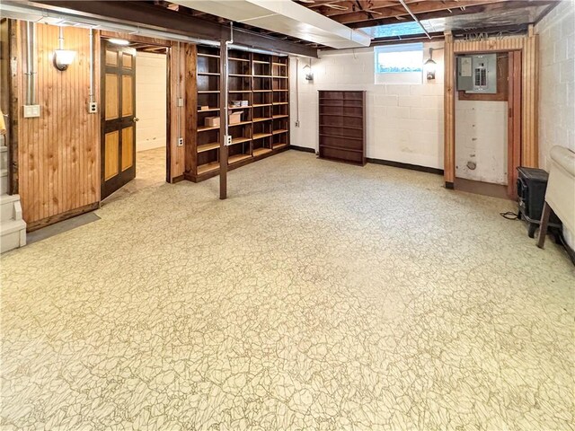 456 Antenor Ave, Overbrook, PA 15210 - basement with electric panel and concrete block wall