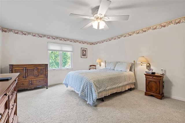 bedroom featuring carpet and ceiling fan